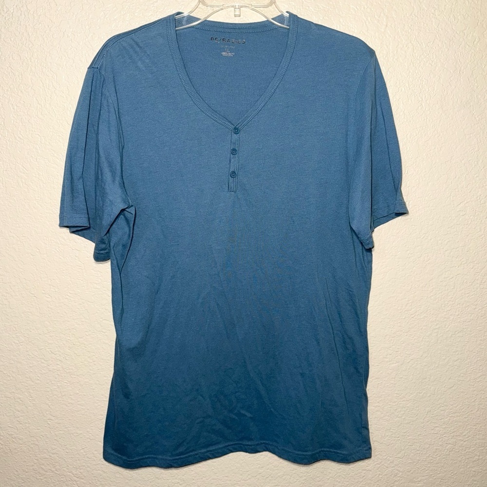 PS Basics By Pacsun Henley T Shirt Men’s XL Blue Short Sleeve Button Casual